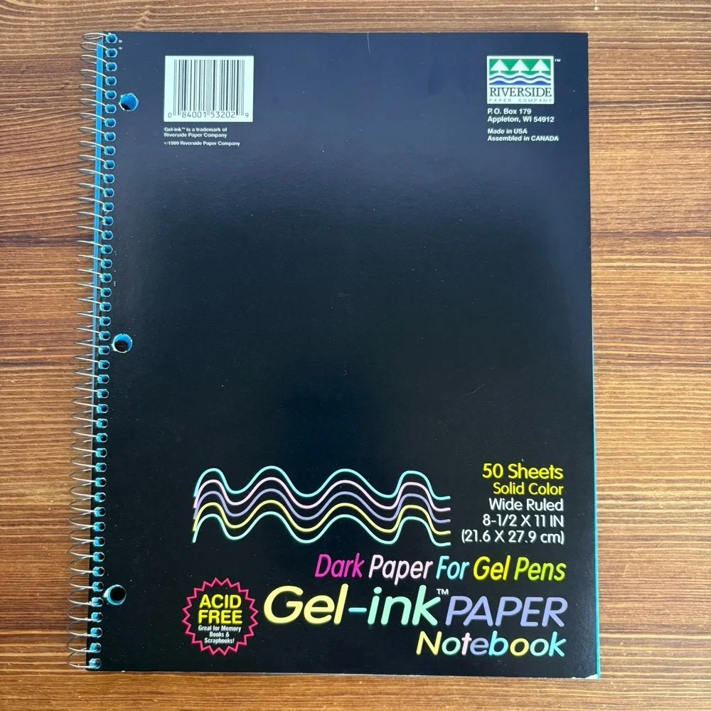 Lot of 5 Riverside Gel-Ink Paper Notebooks Wide Ruled Blue Pink Purple And Black